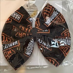 Harley-Davidson Black and Orange Logo Hair Bow